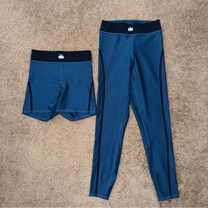 alo Airlift High-Waist 7/8 Line Up Legging Shorts Eclipse Blue Size XS